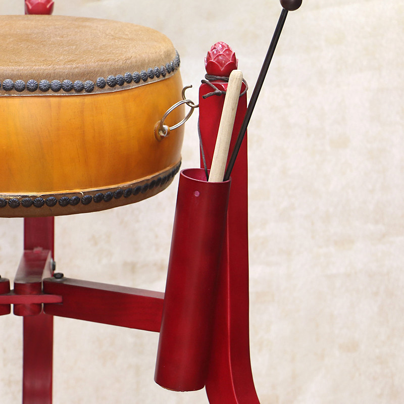 佛教用品铃鼓牛皮鼓架寺庙法器实木架子折叠堂鼓