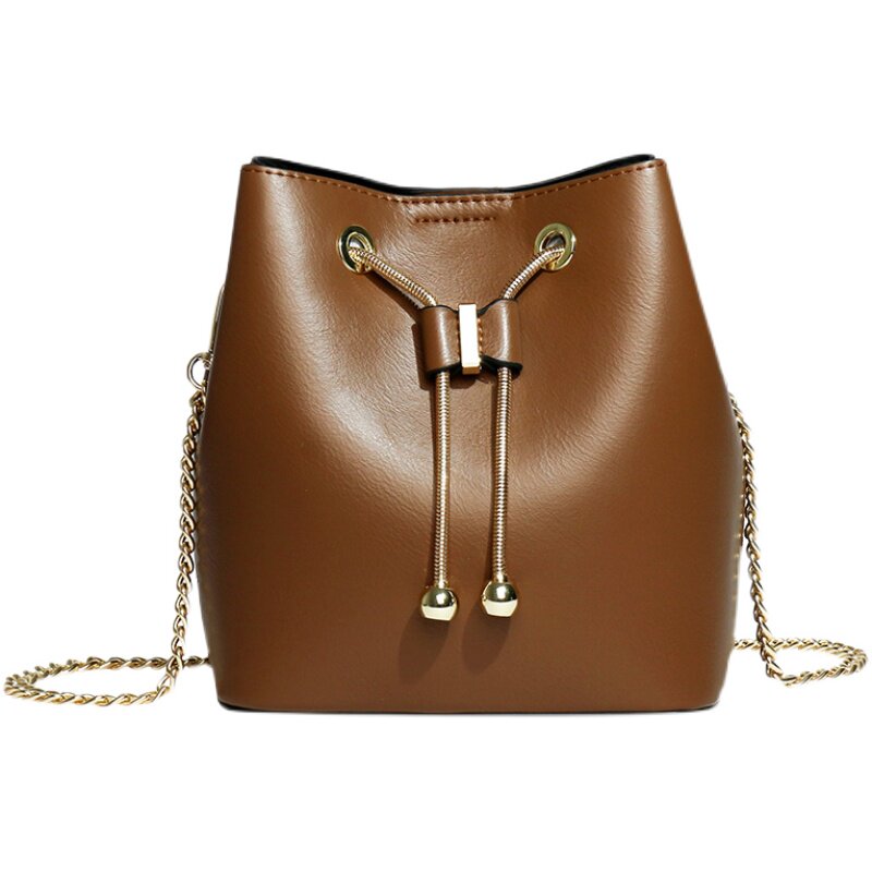 真皮软皮链条包链条手机斜挎包包包女单肩牛皮头层水桶包