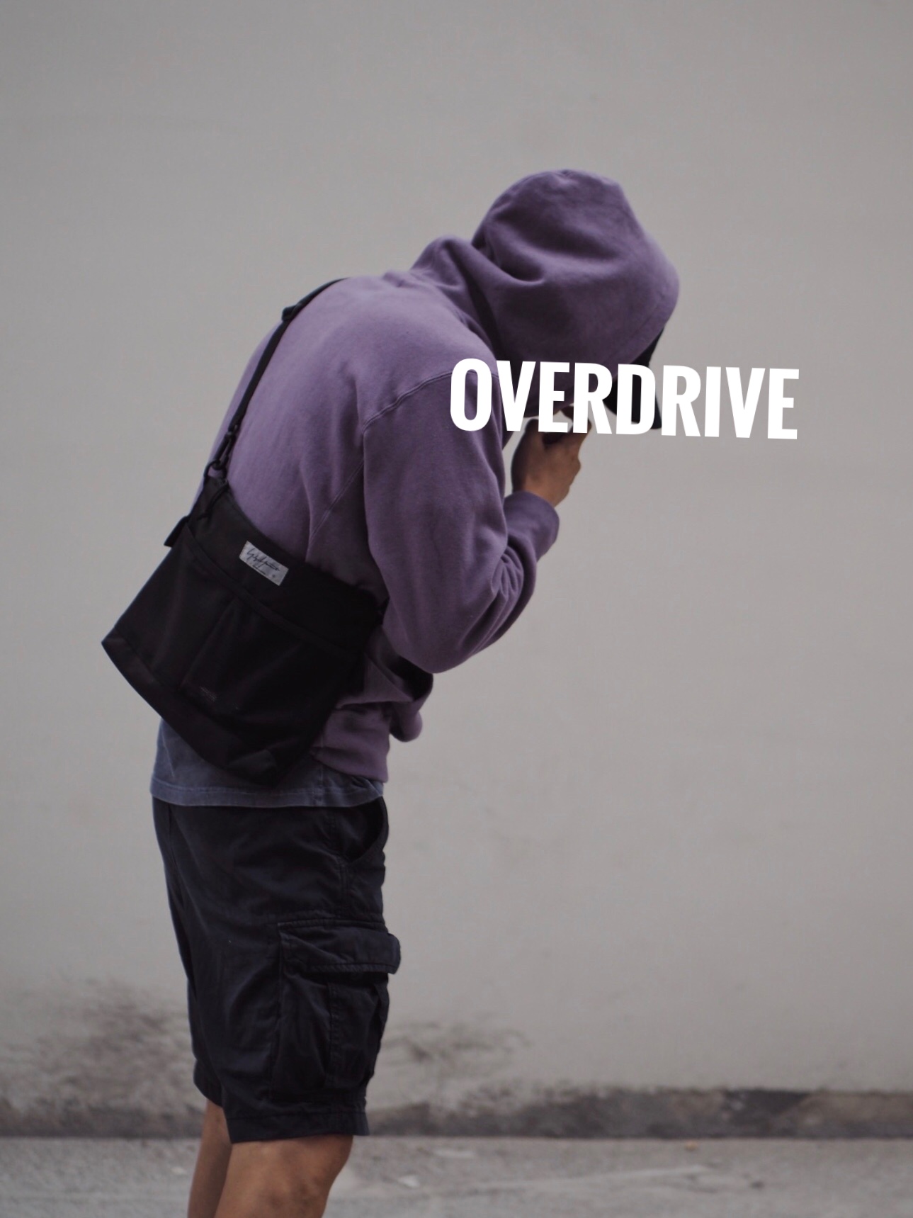 过载商店刺绣款紫色卫衣纯棉重磅加绒连帽卫衣男女