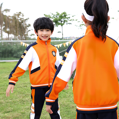 三件套幼儿园园服春秋装一年级儿童橘色班小学生春季运动会服装校服