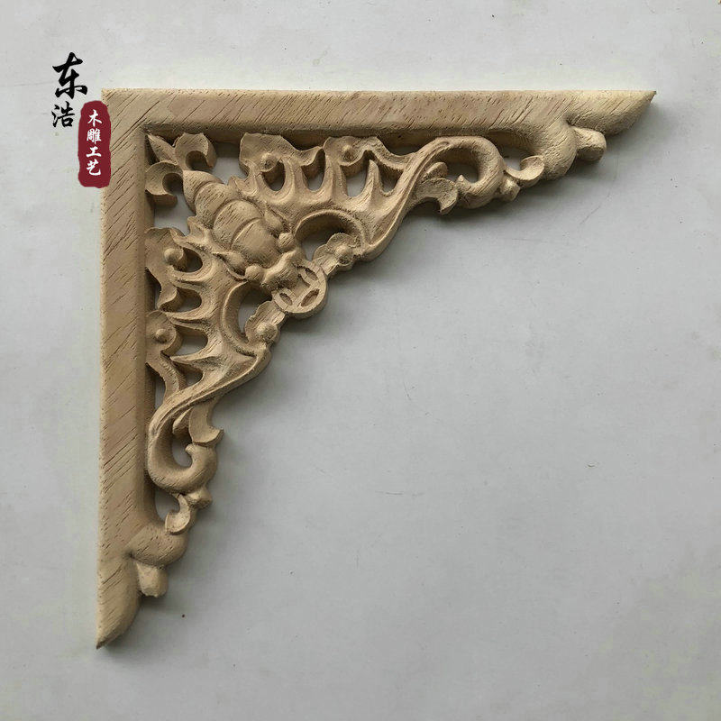 木雕中式柜子装饰角花实木雕花蝙蝠形状木雕