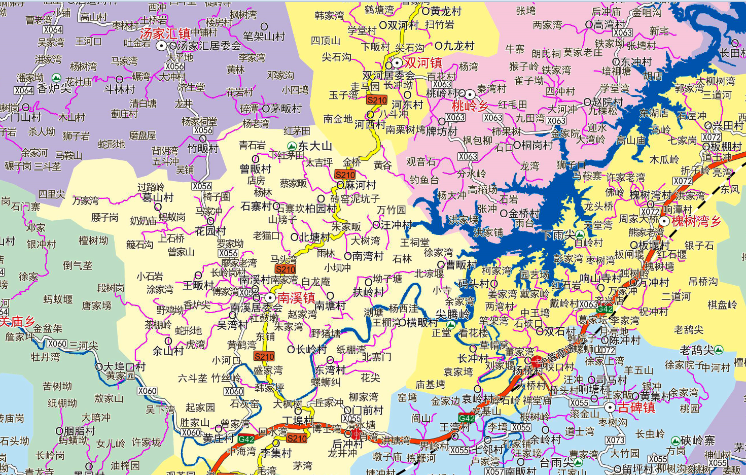 2019年1月安徽省六安市金寨县交通旅游行政乡镇村落分布地图