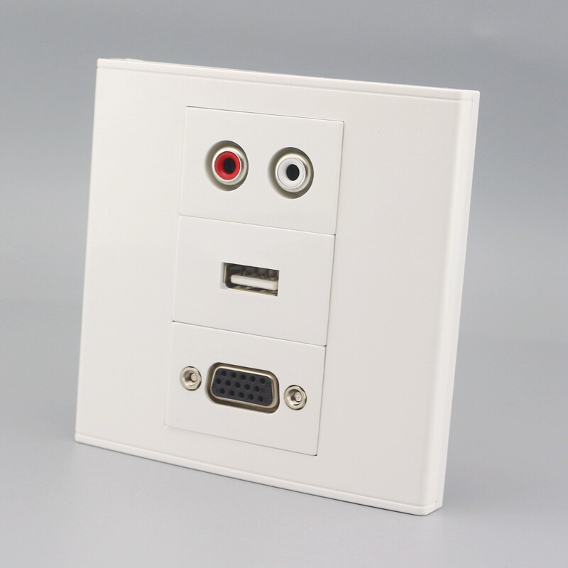 弱电开关插座直插vga投影仪usb数据连接av红白音频插座