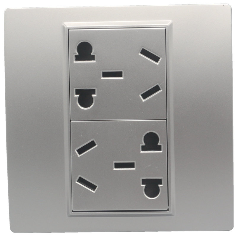 插座10孔银色10a二三墙壁电源面板家用暗装开关插座套装