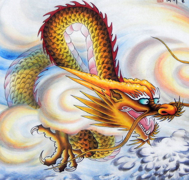 装饰办公室客厅献瑞神龙四尺中国龙龙抬头手绘中国国画