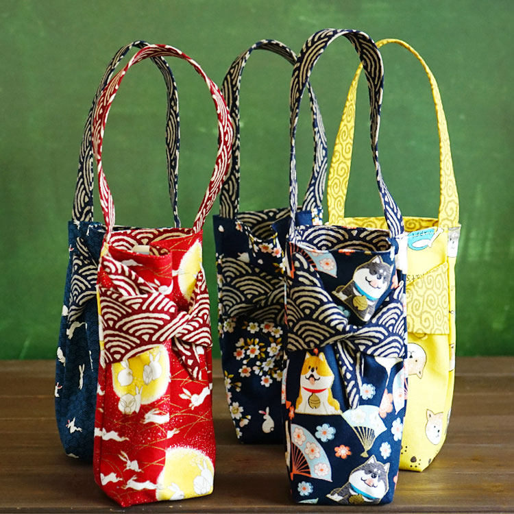 保温杯和风棉布划痕水壶保护套手提水杯手工布艺杯套