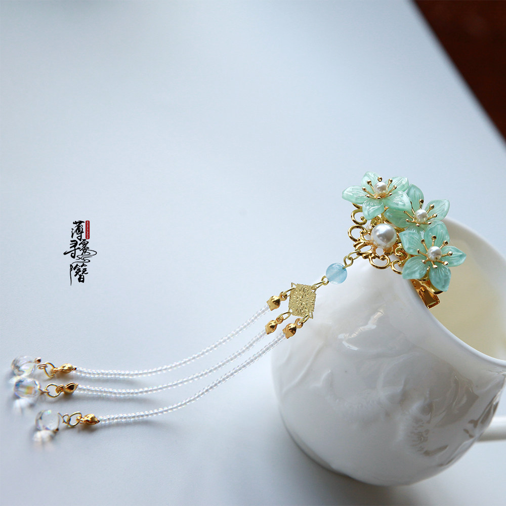 薄雾寻簪原创手工汉服配饰樱花古风步摇流苏头饰