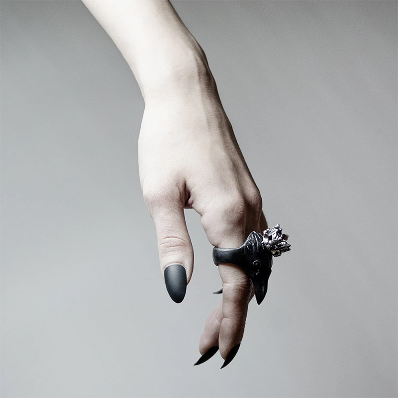 暗黑波兰设计师品牌macabregadgets渡鸦王冠戒指先锋戒指