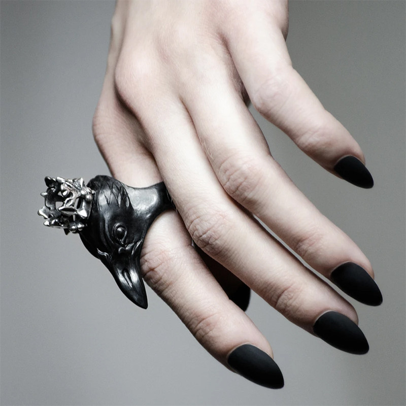 暗黑波兰设计师品牌macabregadgets渡鸦王冠戒指先锋戒指