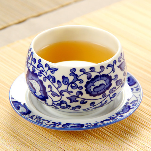 茶杯青花瓷杯垫一杯一碟毫升功夫功夫茶主人敬茶茶杯