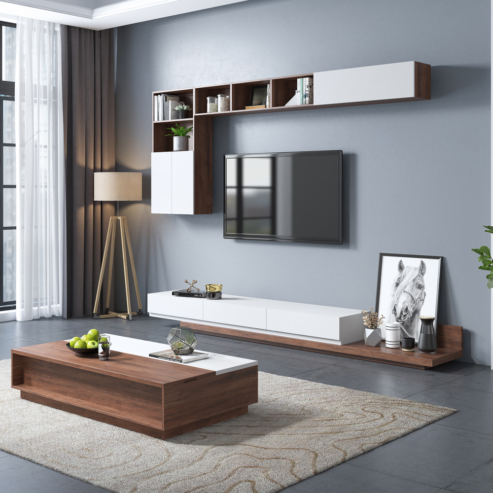 电视柜北欧现代简约客厅茶几组合小户户型伸缩电视电视柜