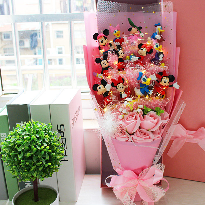 礼物六一儿童卡通花束米老鼠米奇米妮礼盒生日卡通花