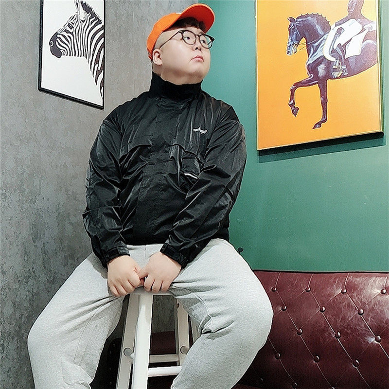 帅胖高街头大码时尚反光街头嘻哈胖子摇滚外套夹克