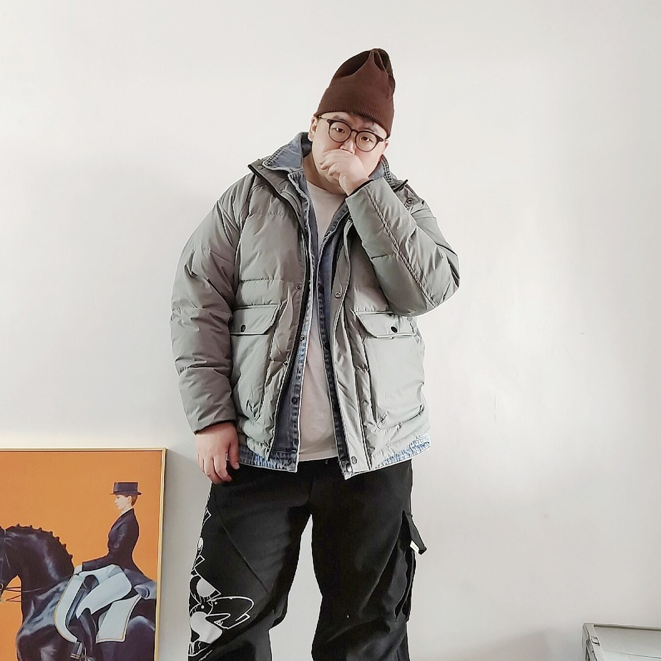 帅胖羽绒服男装加大加肥鸭绒胖子白鸭绒两件装假羽绒服