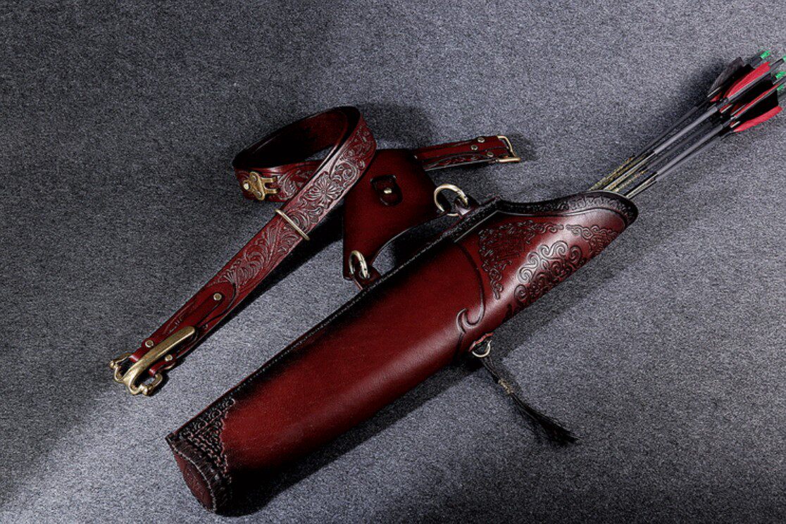 锋羽艺美传统弓箭囊箭袋箭筒箭壶手工复古真皮飞镖