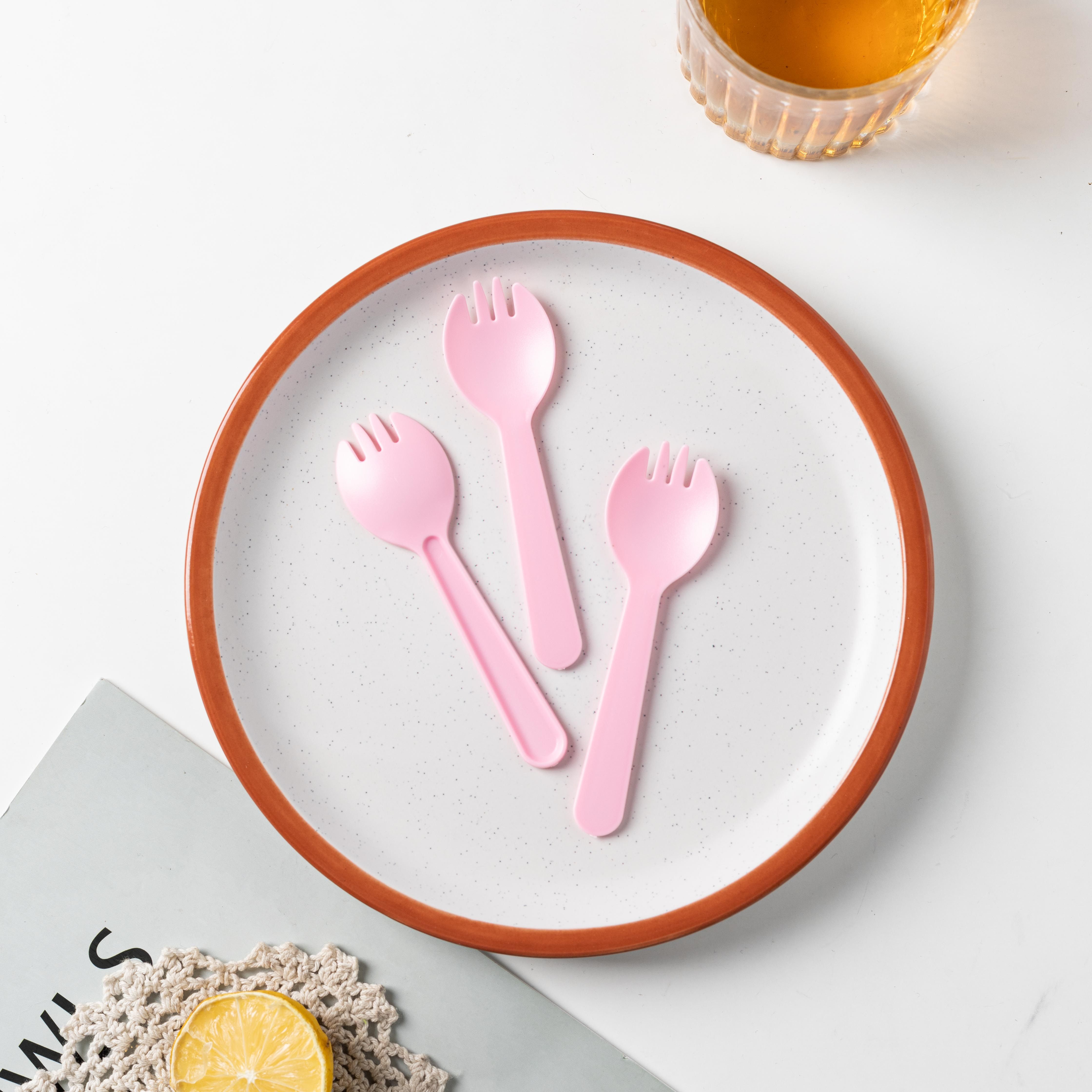 一次性蛋糕勺子单独包装 吃蛋糕小叉勺塑料叉子勺子黑透明