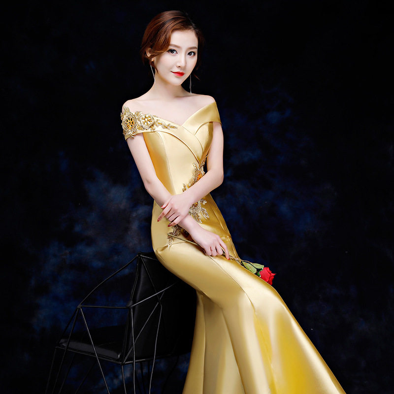 晚礼服年会显瘦大气端庄礼服主持人高贵会长款宴礼服