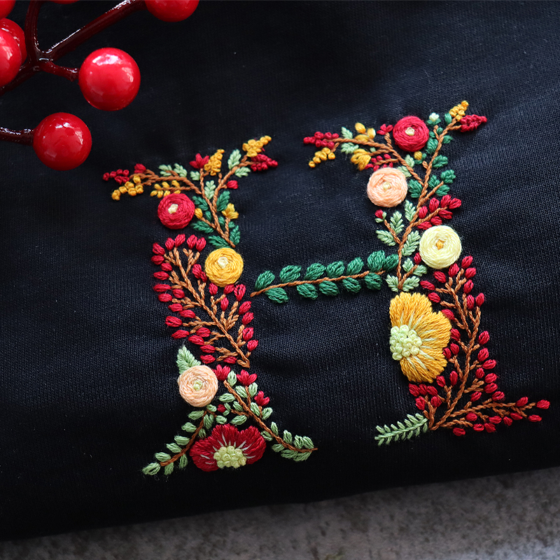 刺绣手工自绣新手男友图案花草字母姓名包姓名缝纫diy材料套装