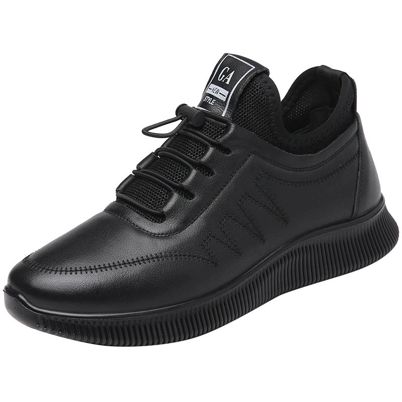 中老年人运动女鞋中年妈妈平底旅游大码女式真皮单鞋