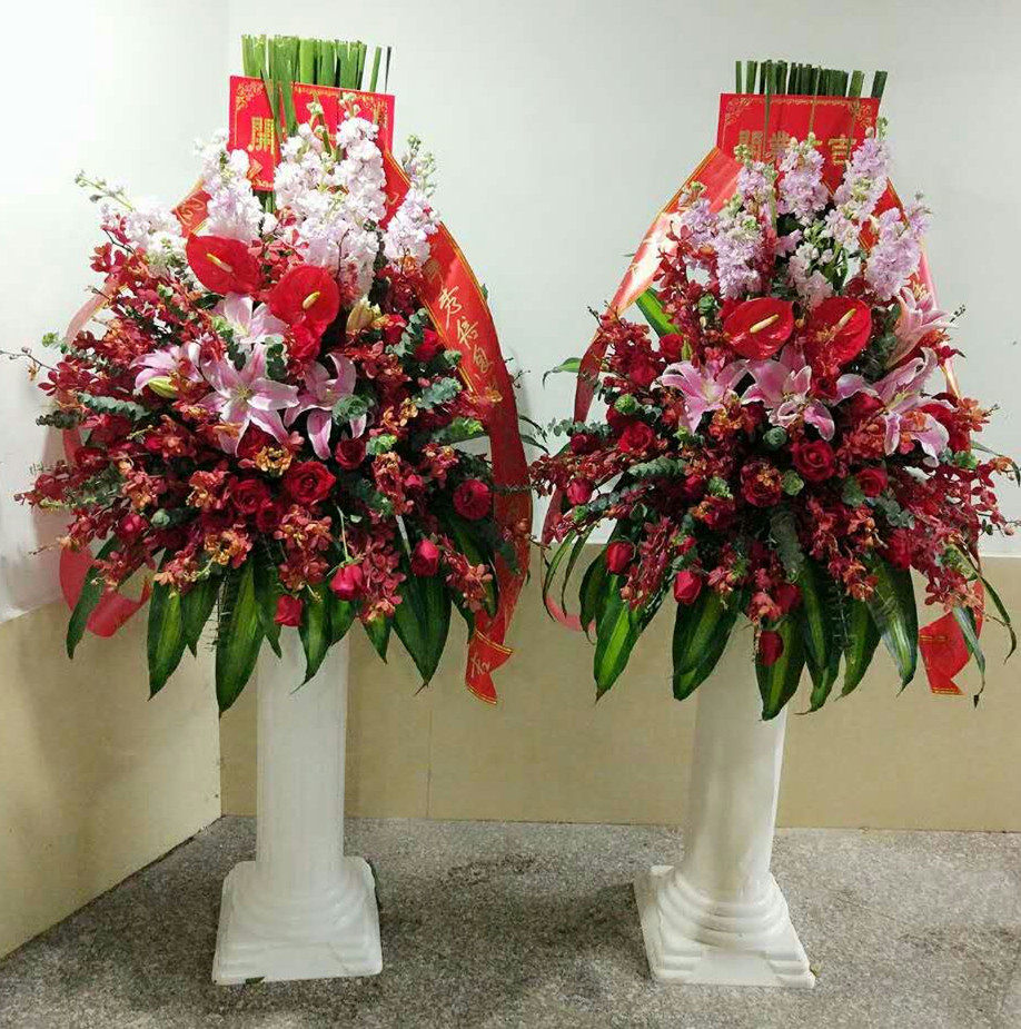 开业开张花篮乔迁庆典鲜花速递港式罗马柱演出会展同城送花蓝杭州