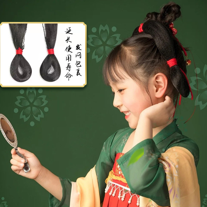 古风儿童假发唐宫夜宴汉服麻花发包明制发髻假发发箍