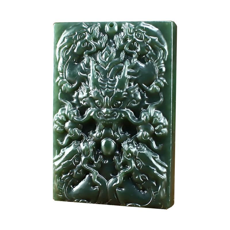 和田玉石佩玉玉佩护身辟邪护主九龙项链玉牌颈饰