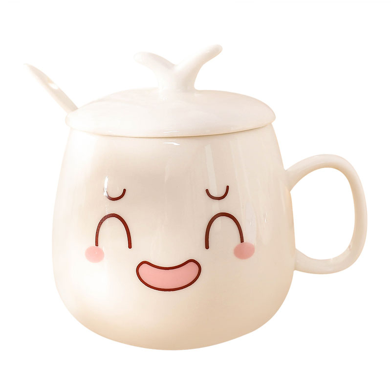 卡通可爱杯子陶瓷带盖子勺子马克杯咖啡牛奶杯情侣水杯创意女学生