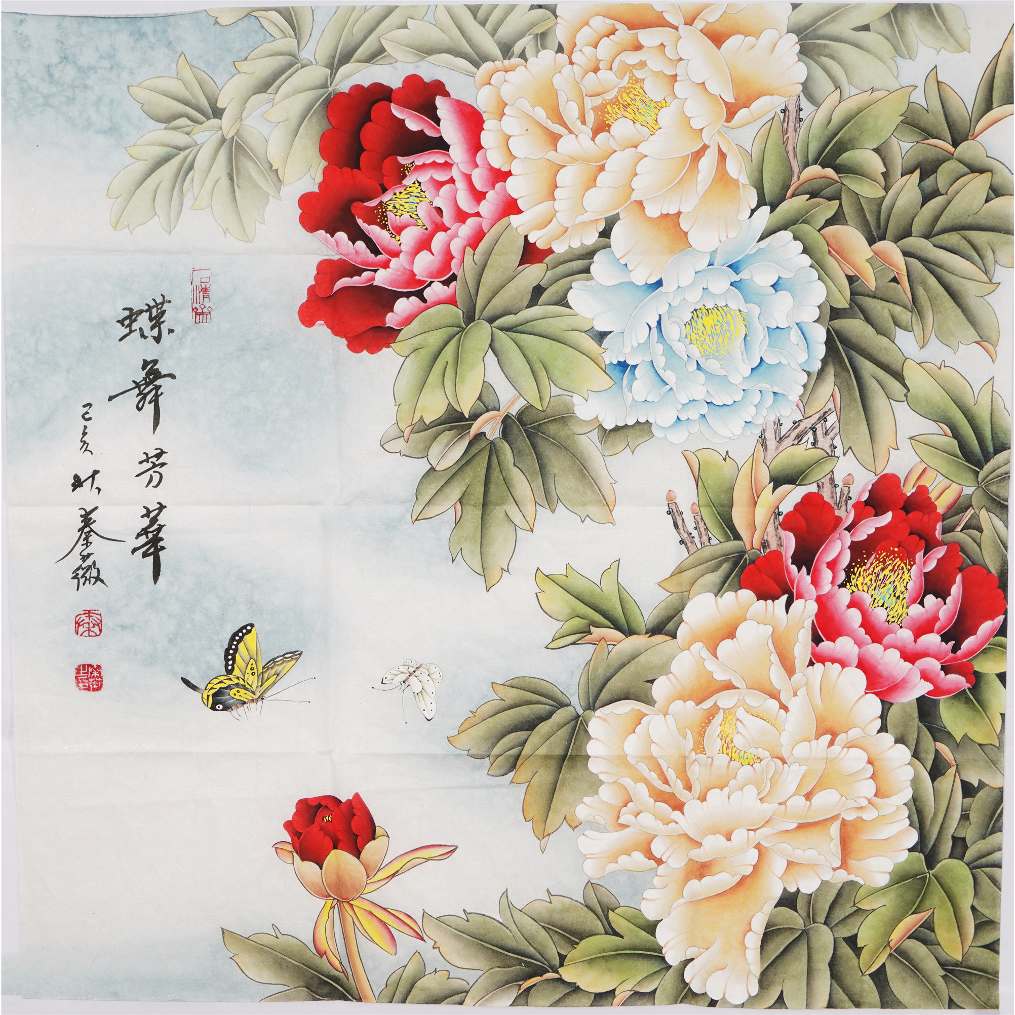 兰花国画牡丹丹纯手工客厅装饰工笔画精品花鸟国画