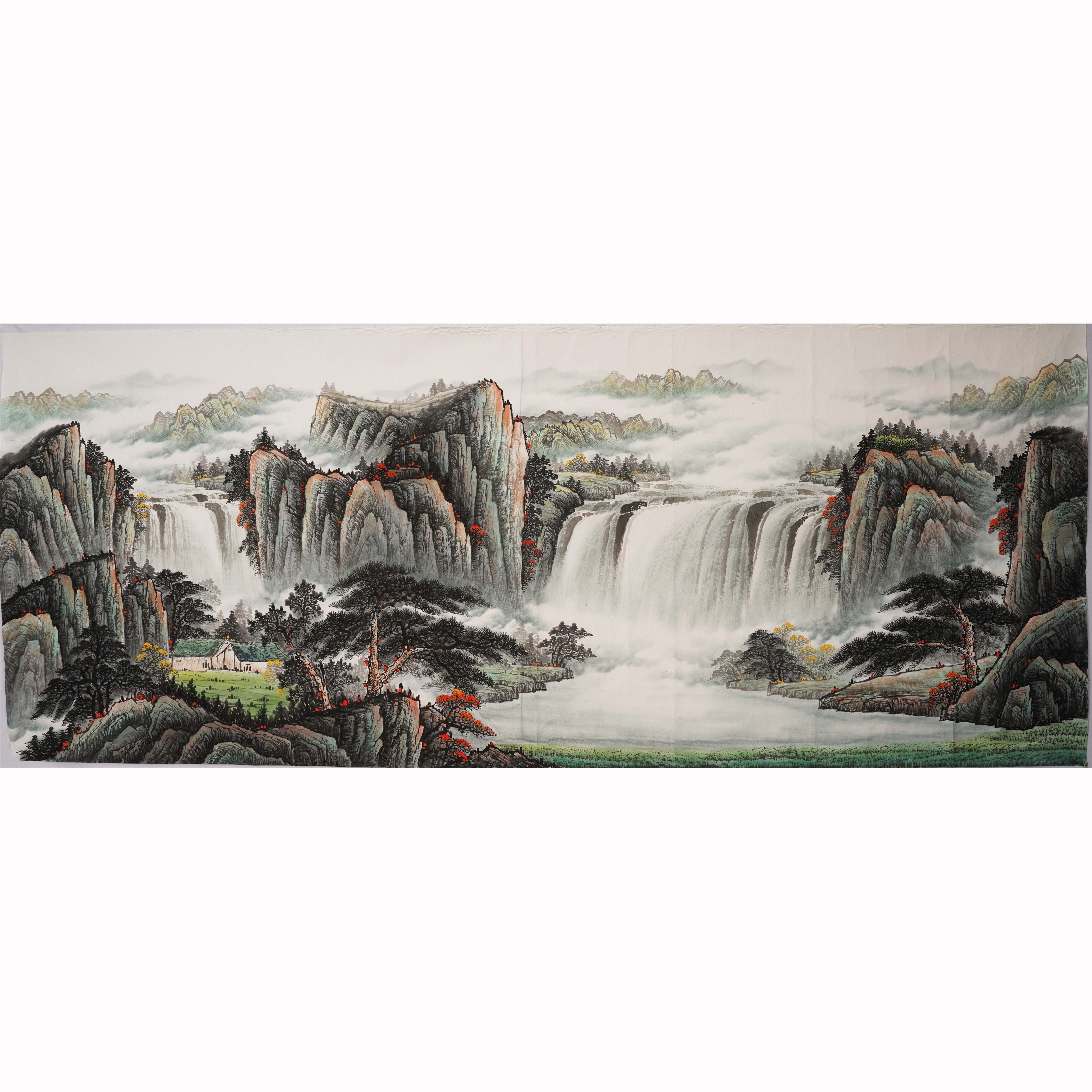 无款国画落款没落装饰画办公室客厅中式手绘山水画国画