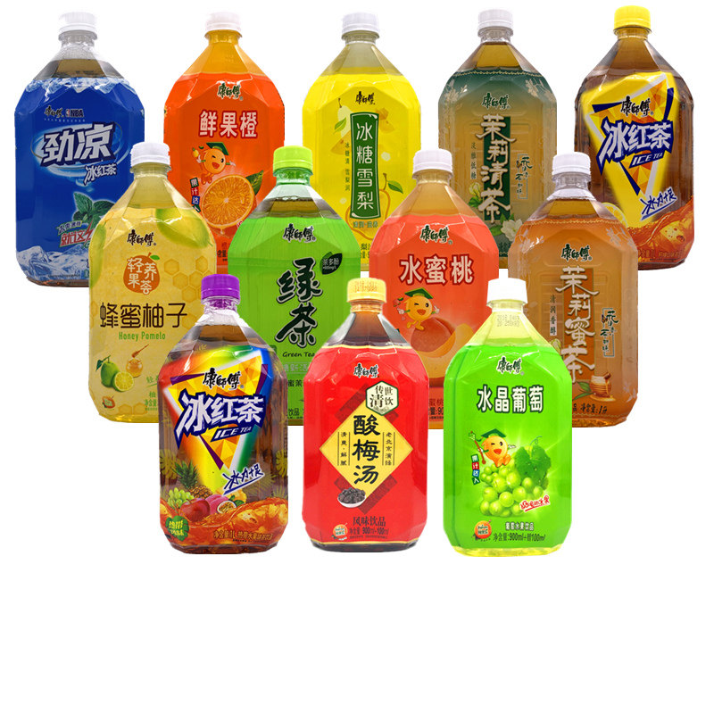 包邮康师傅1升冰红茶冰糖雪梨茉莉蜜茶劲凉薄荷绿 饮料1lx8瓶整箱