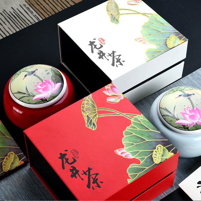 包装盒高档明前龙井空盒250g龙井茶包装陶瓷茶叶罐茶叶罐
