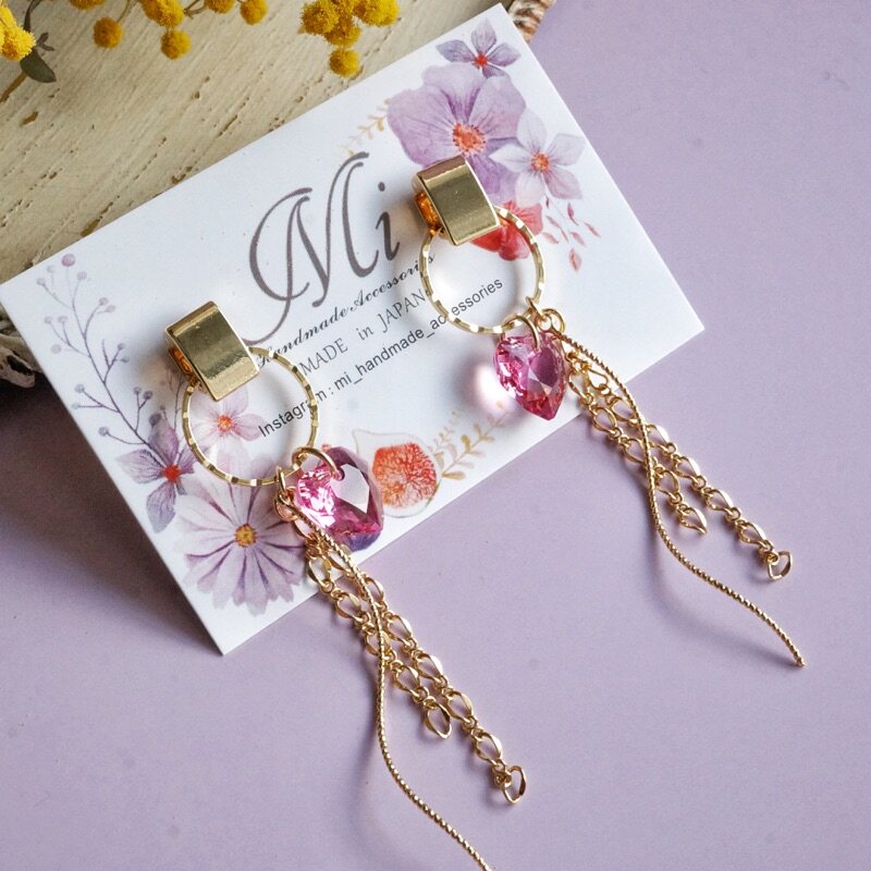 日本mi手作新品耳环爱心少女长款耳环