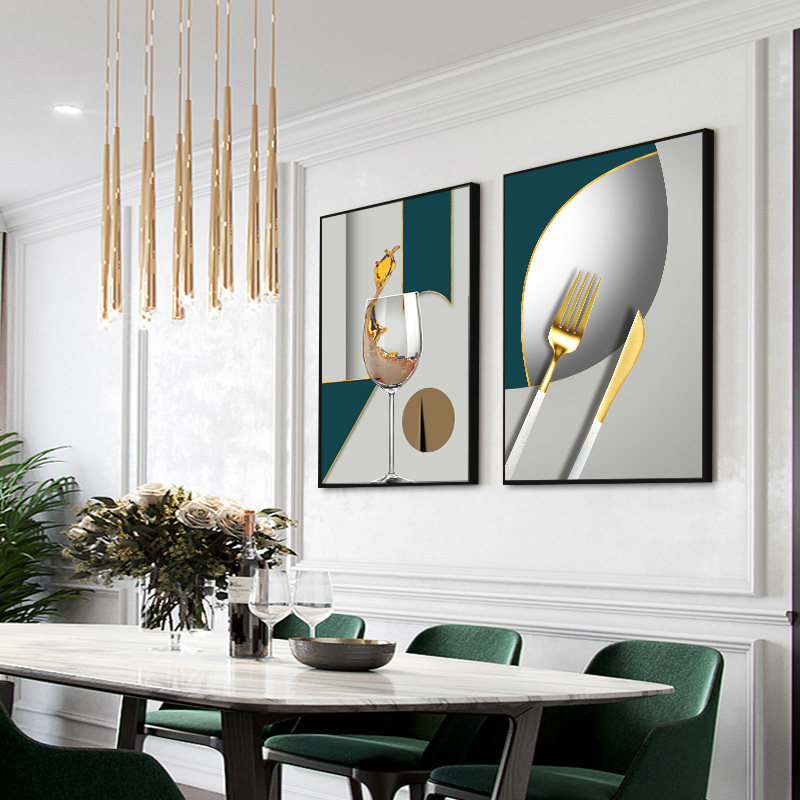 现代简约餐厅装饰画创意组合饭厅背景墙壁画北欧轻奢现代装饰画