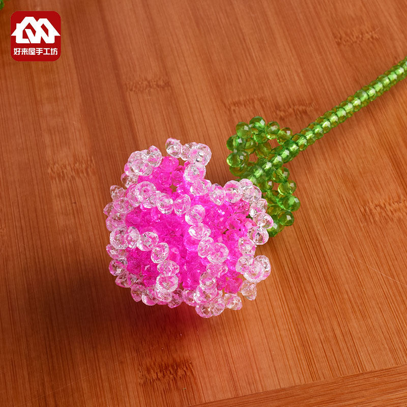 手工串珠玫瑰花6朵三层套餐diy编织家居饰品插花摆件