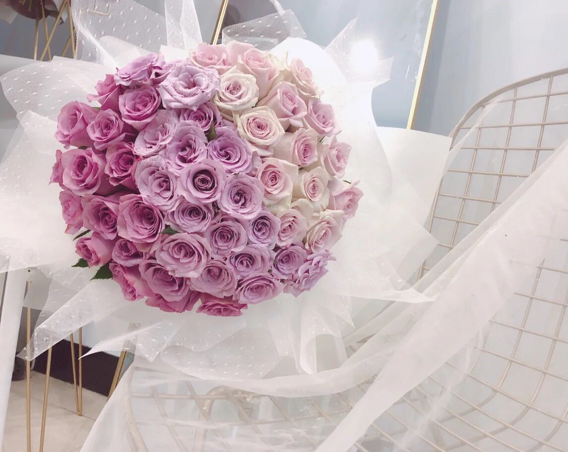 花束七夕情人节粉黄紫玫瑰渐变鲜花女朋友柳州南宁鲜花速递同城