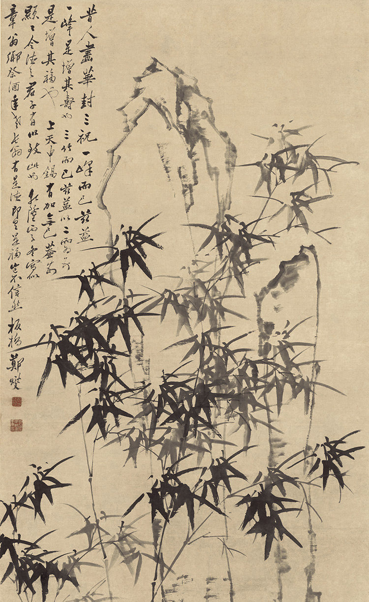 郑板桥竹石国画水墨写意竹子画仿古画名画复制国画