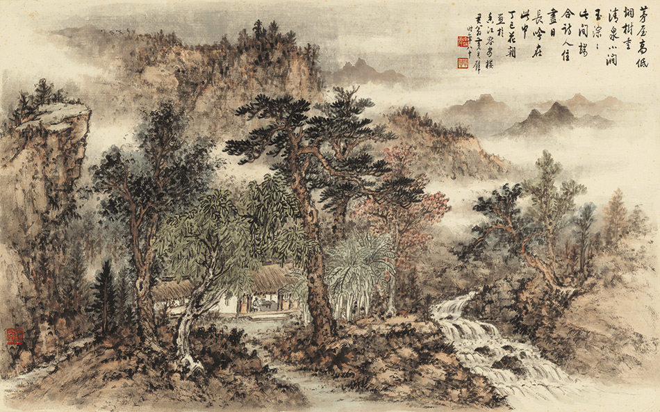国画山水横幅黄君壁长吟在此中宣纸微喷复制画客厅办公室装饰画