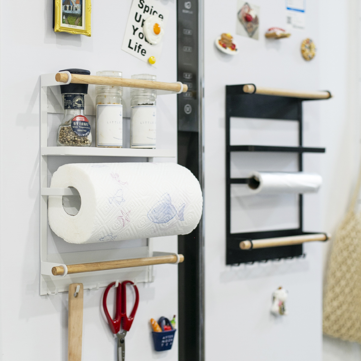 厨房北欧冰箱磁性侧面挂架日式铁艺免钉收纳整理架