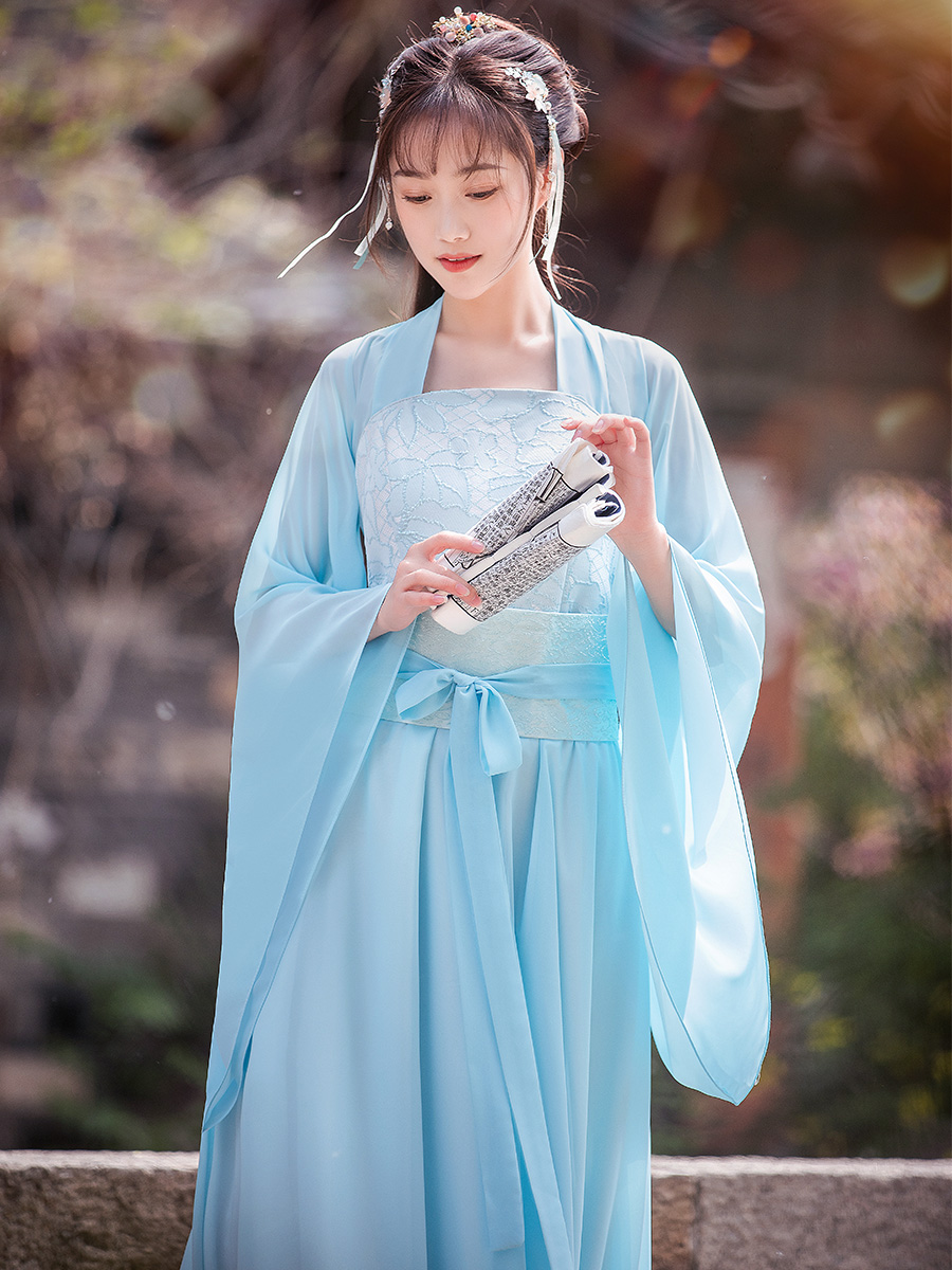 古装演出服汉服女中国风汉服女超仙仙女古筝古裙民族服装