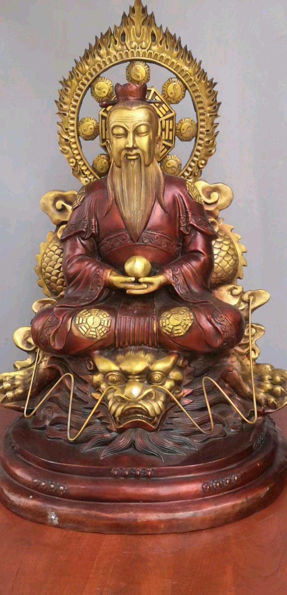 鸿钧老祖纯铜摆件大号麒麟工艺品供奉道教神仙装饰摆件