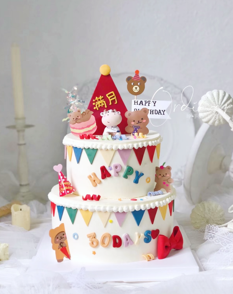 周岁宝宝一岁生日蛋糕装饰摆件生肖牛男宝女蛋糕节日装扮用品