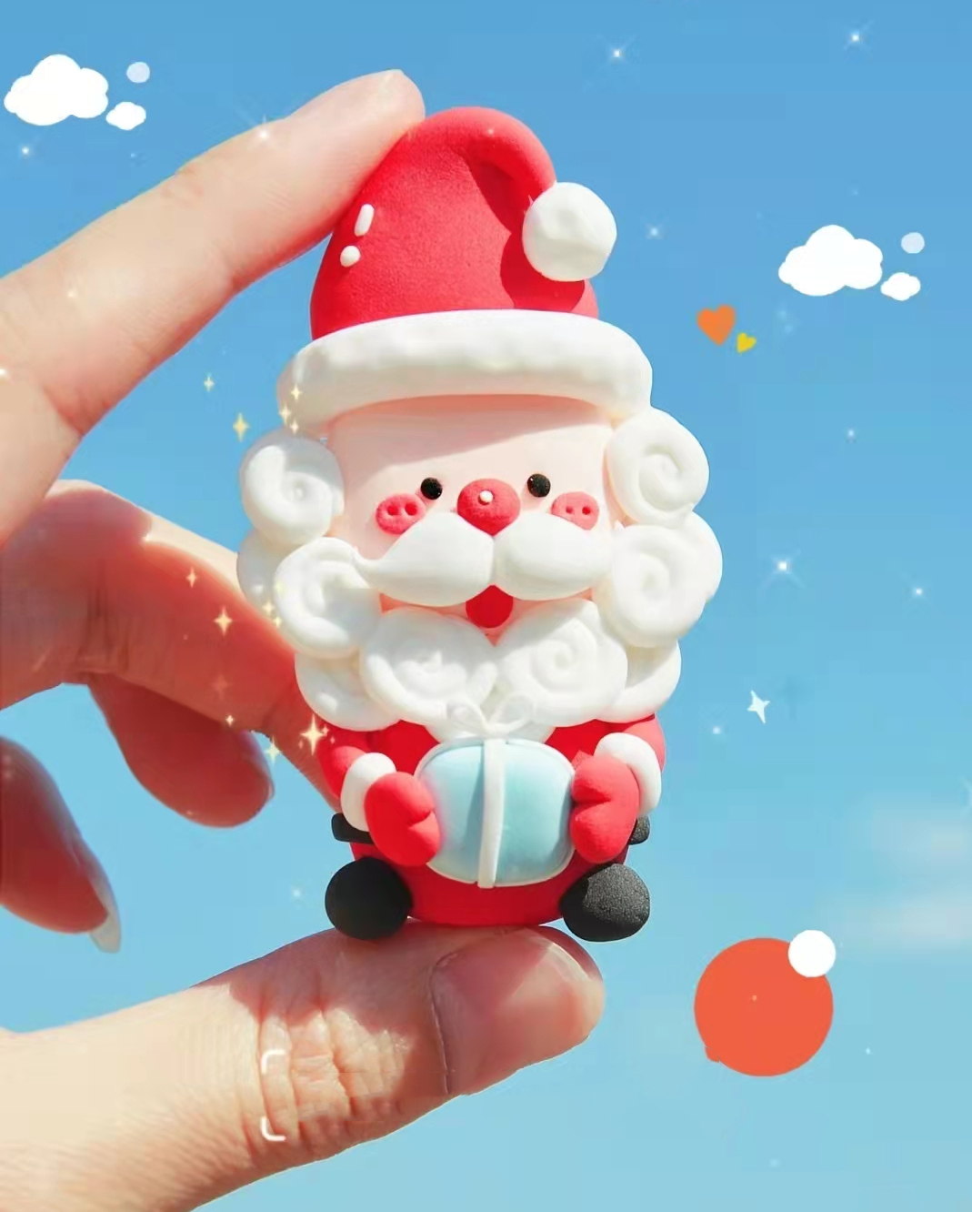 圣诞节生日蛋糕装饰摆件立体软陶圣诞老人雪人礼物圣诞树节日装扮用品