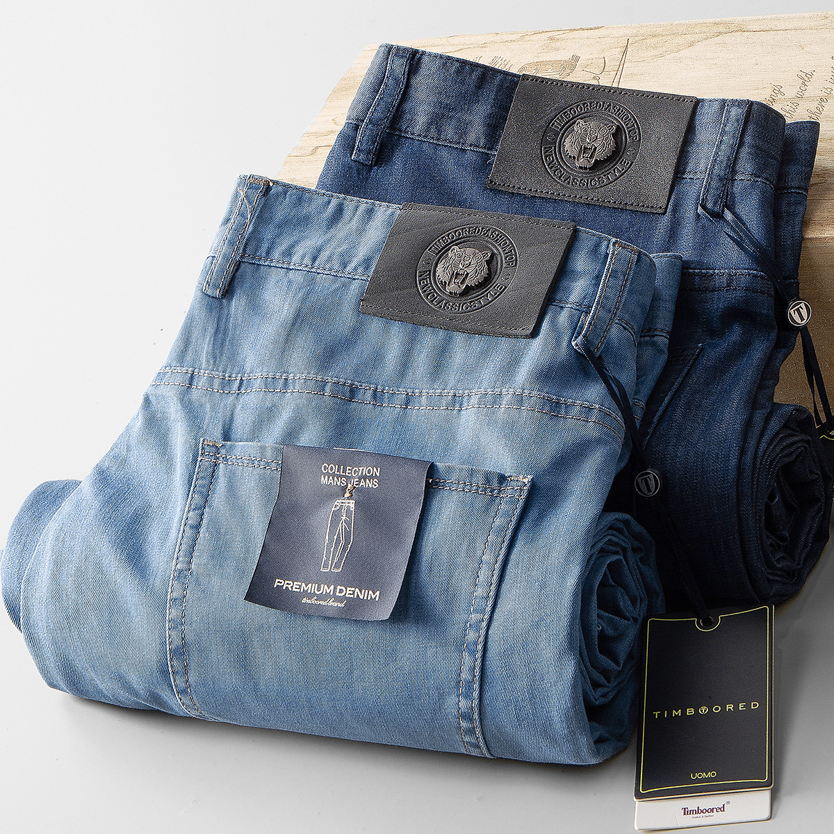 夏轻薄款天丝牛仔裤男士老虎头宽松直筒商务休闲莱赛尔长裤透气