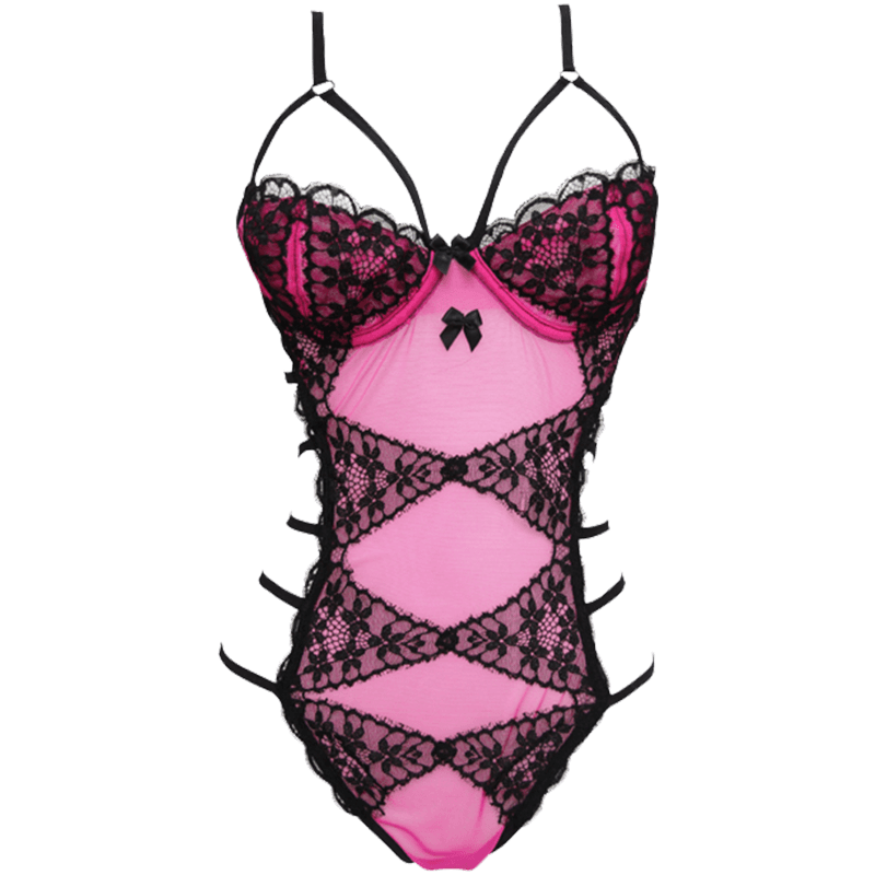 美国shirley柔美蕾丝透明诱惑小胸聚拢内衣女薄纱火辣性感连体衣