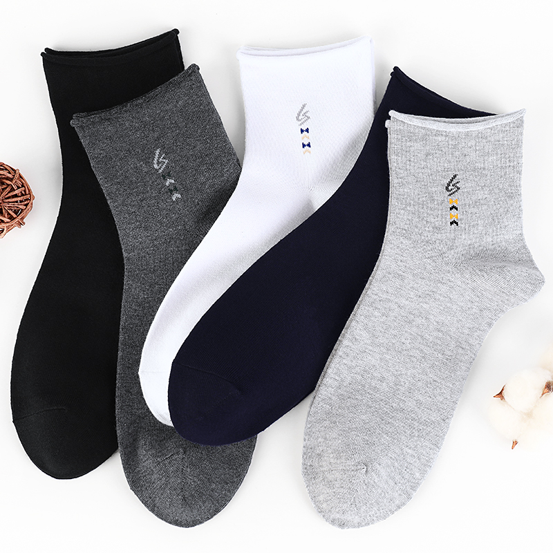 浪莎松口袜子男士老年人宽松纯棉秋冬季短袜