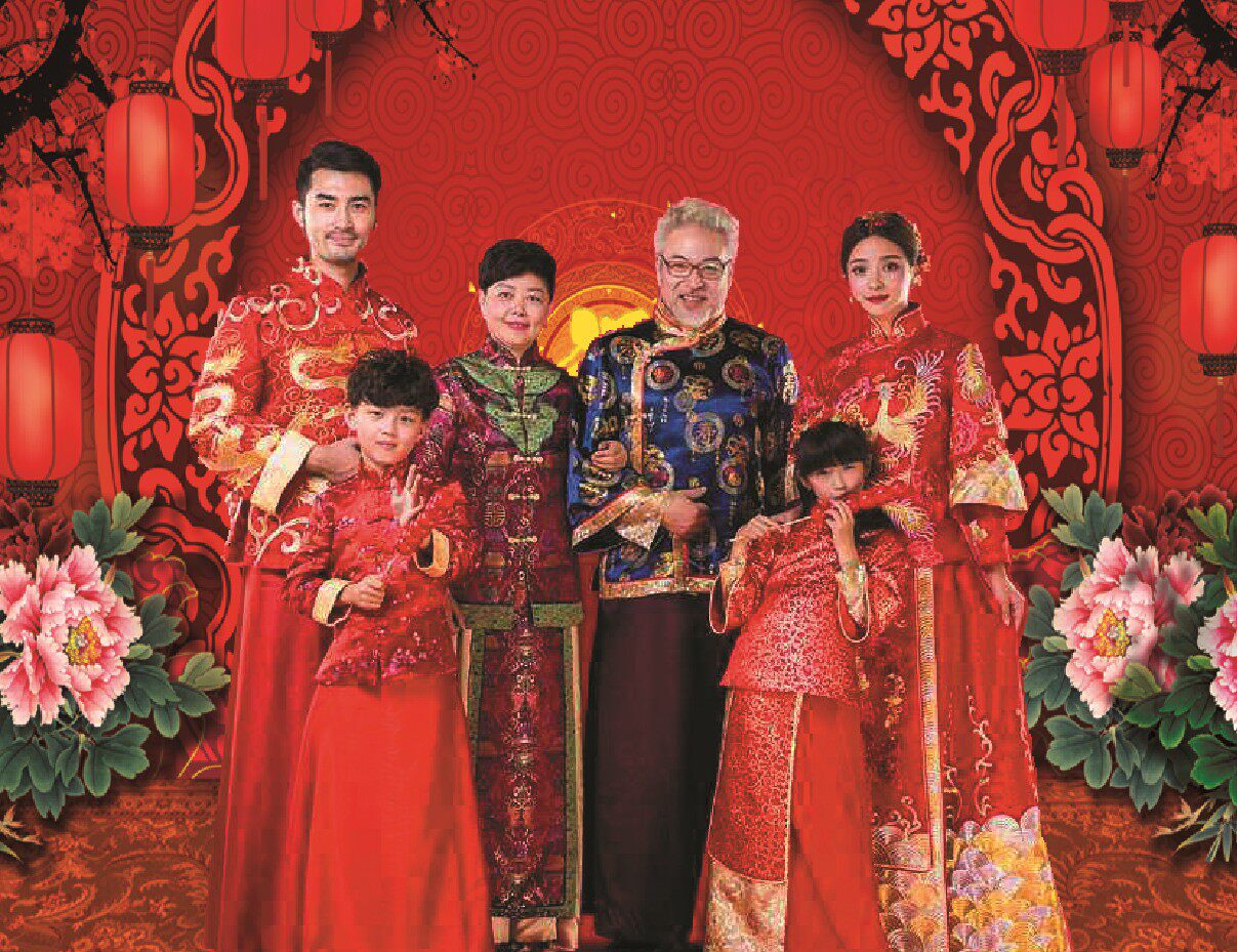 全家福古装春节影楼摄影背景布照相馆拍照纸影棚主题中国风2018