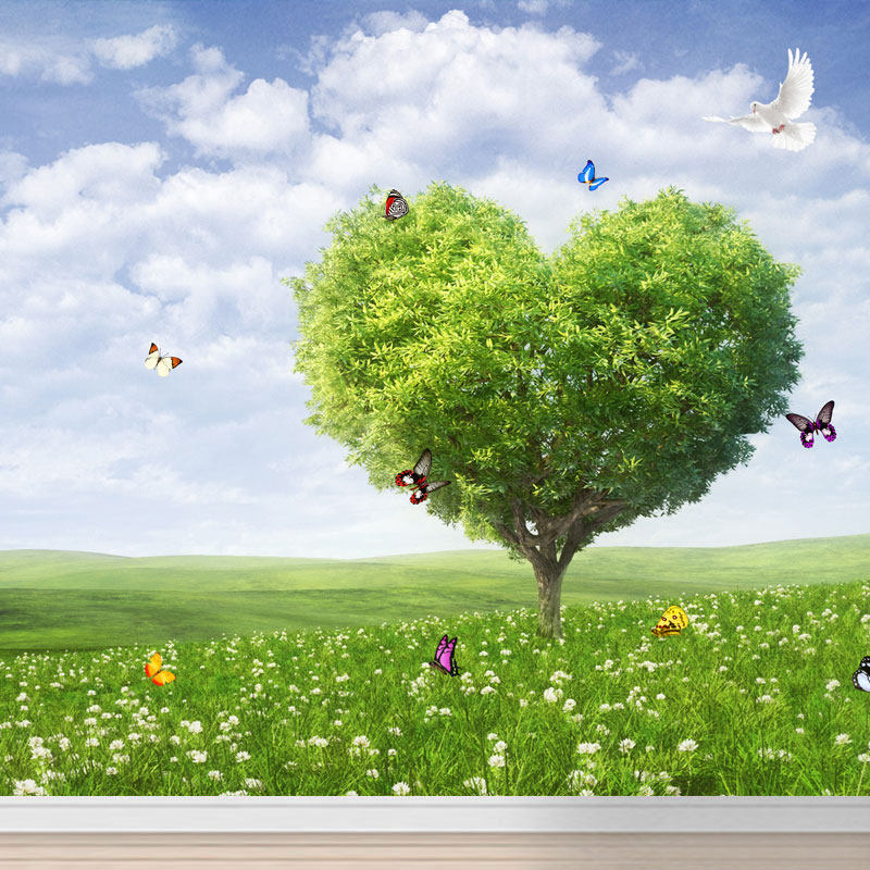 贴纸3d风景墙面贴画沙发电视背景墙大自然客厅墙上装饰风景画自