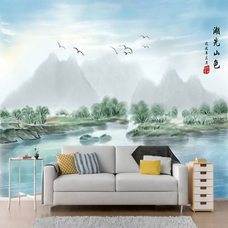 贴纸3d风景墙面贴画沙发电视背景墙大自然客厅墙上装饰风景画自