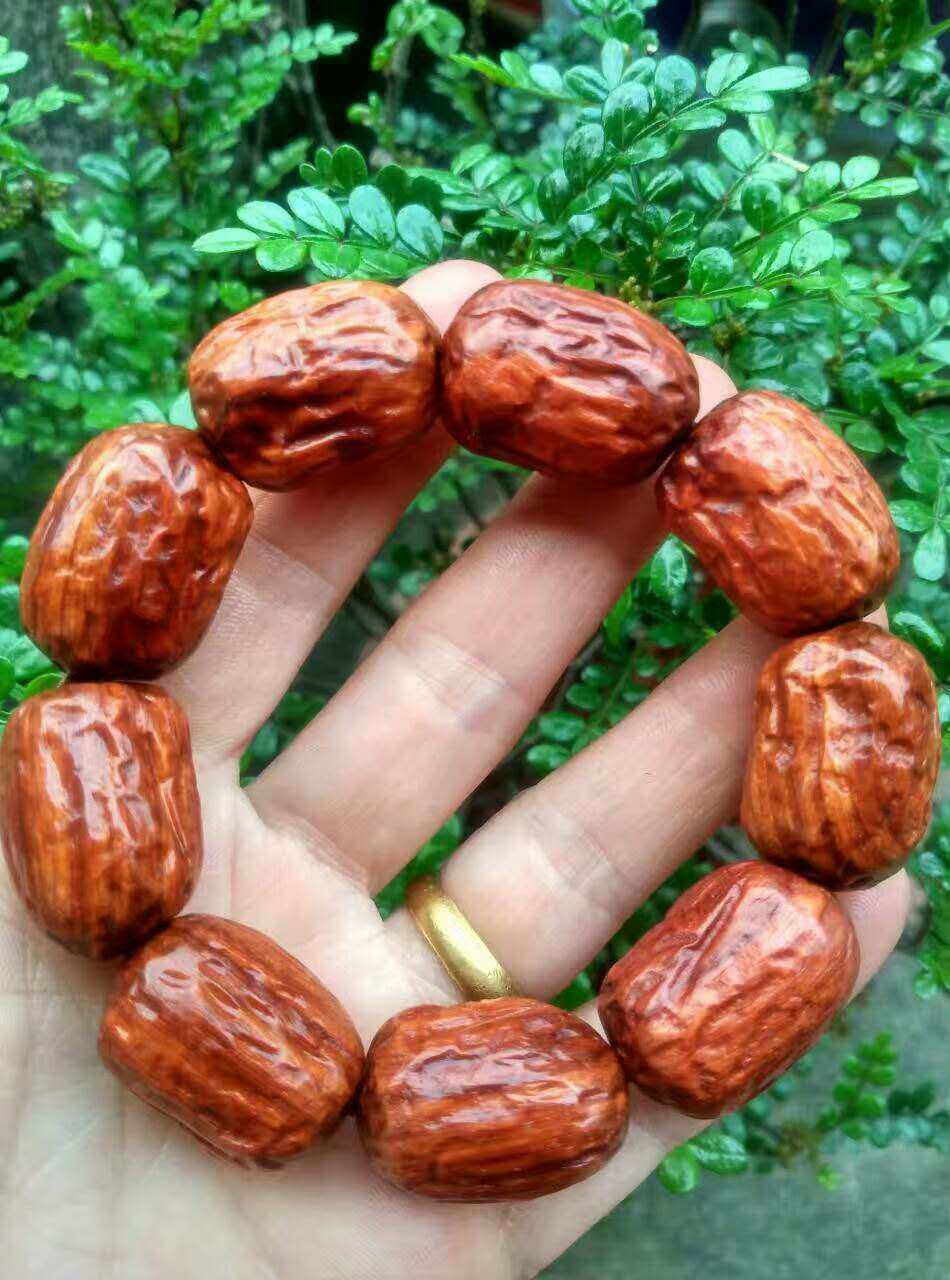 枣珠手手链印度小叶紫檀红枣珠早生贵子盘玩红木手串