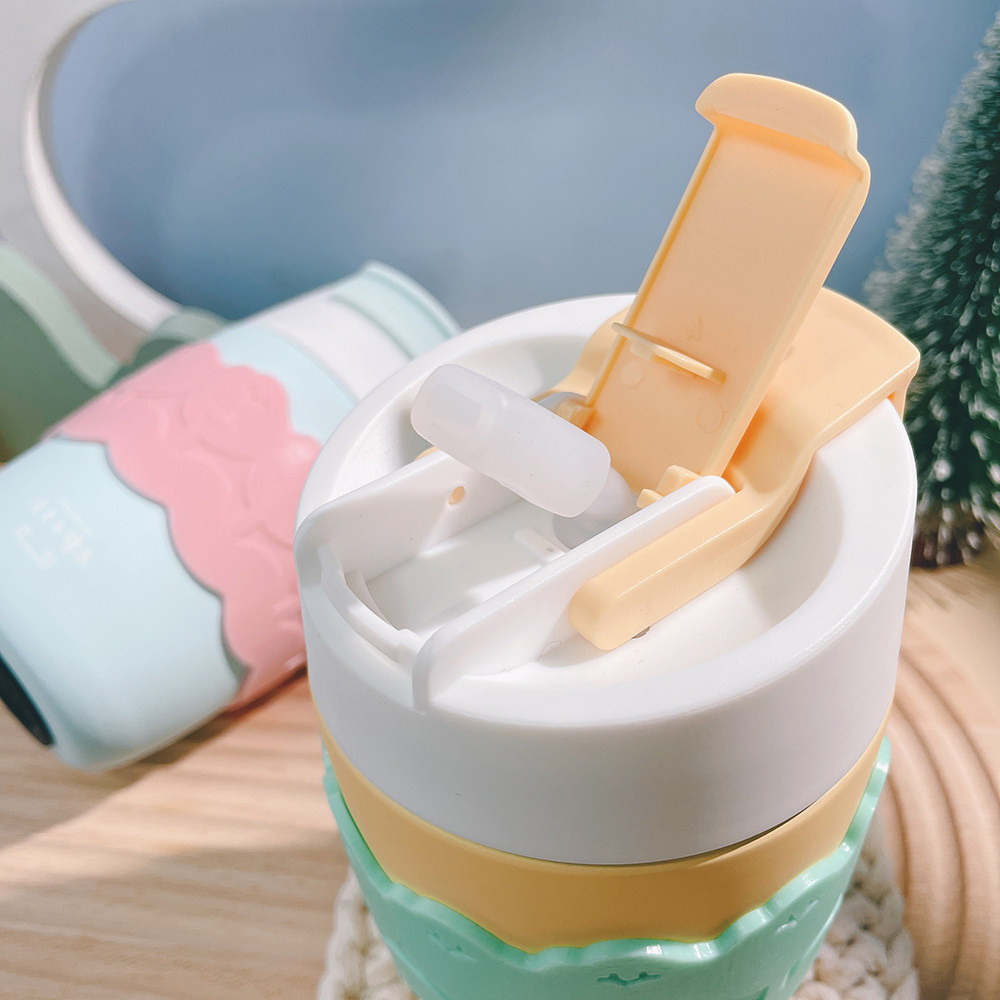 渔夫原创咖啡杯随行吸管杯直饮双口便携大肚不锈钢保温杯